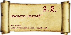 Harmath Rezső névjegykártya